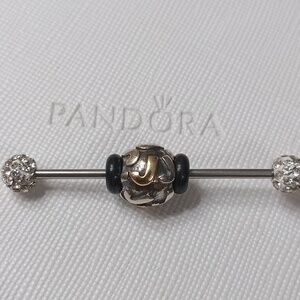 PandoraSilver/14k Initial J Two Tone 2008 Vintage Charm